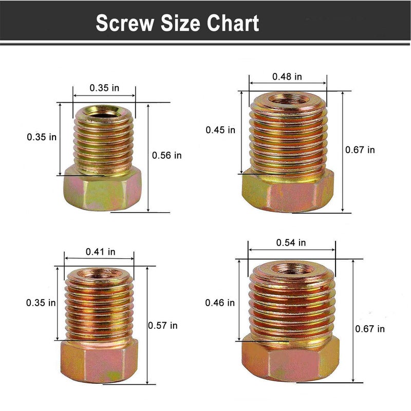 MuHize Brake Line Fitting Kit 32PC - SAE 3/16" & 1/4" Brake Tube Inverted Flare Unions (3/8-24 UNF) for Ford GM Dodge Chrysler Jeep Car Truck - Heavy Duty - Image 2